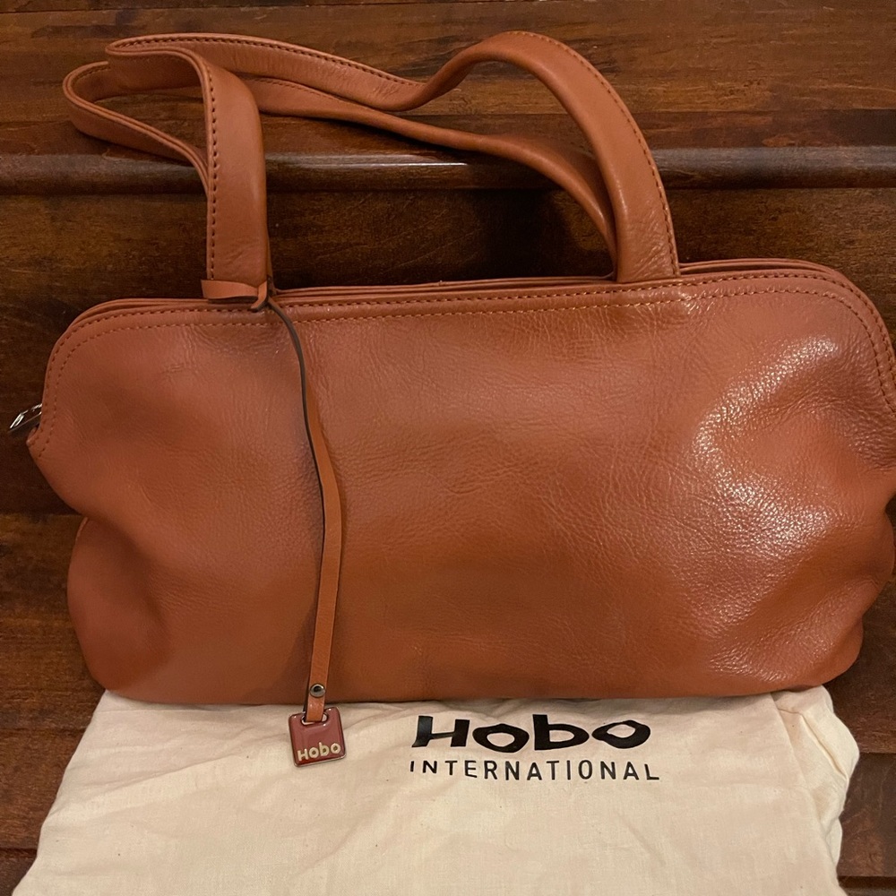 Leather satchel by Hobo. Beautiful pecan color
